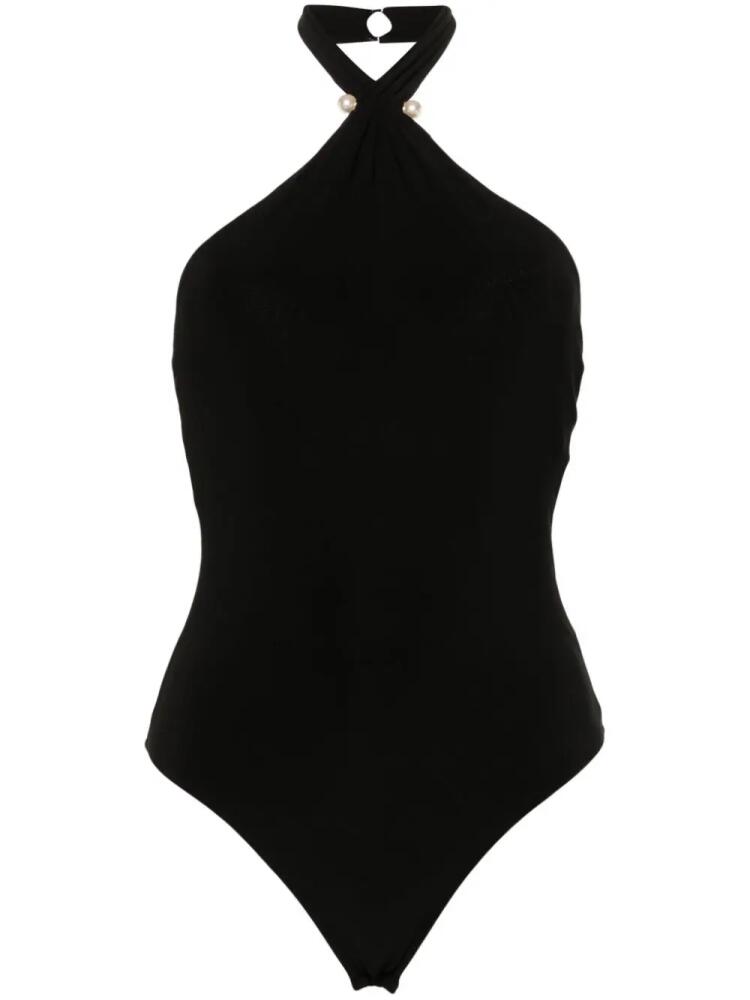 NISSA faux-pearl halterneck bodysuit - Black Cover