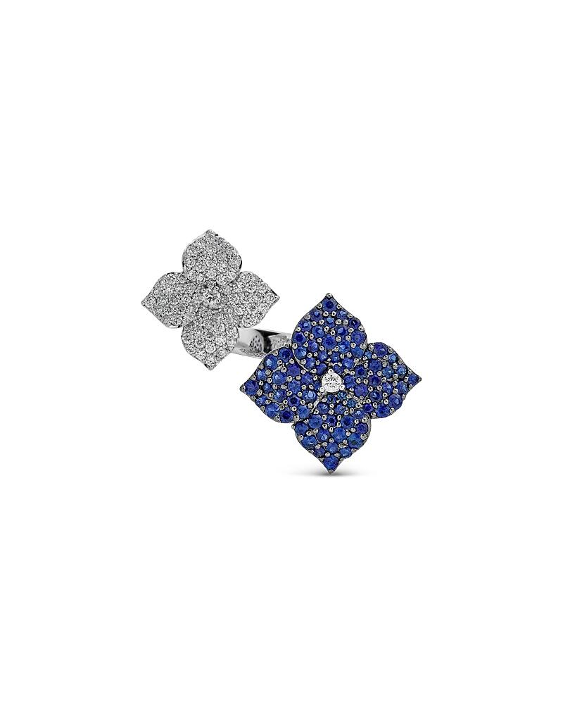 Piranesi 18K White Gold Double Fiore Ring with Blue Sapphire and Diamonds Cover