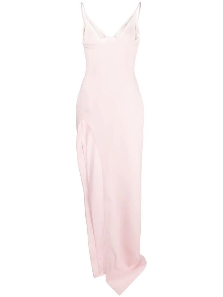 David Koma V-neck side-slit candy gown - Pink Cover