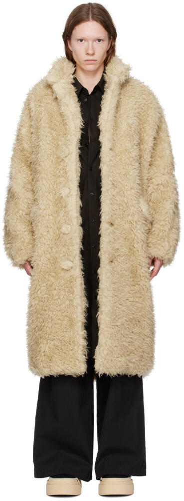 MM6 Maison Margiela Beige Faux-Fur Coat Cover