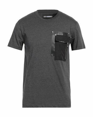 Les Hommes Man T-shirt Lead Cotton, Polyurethane, Polyester Cover