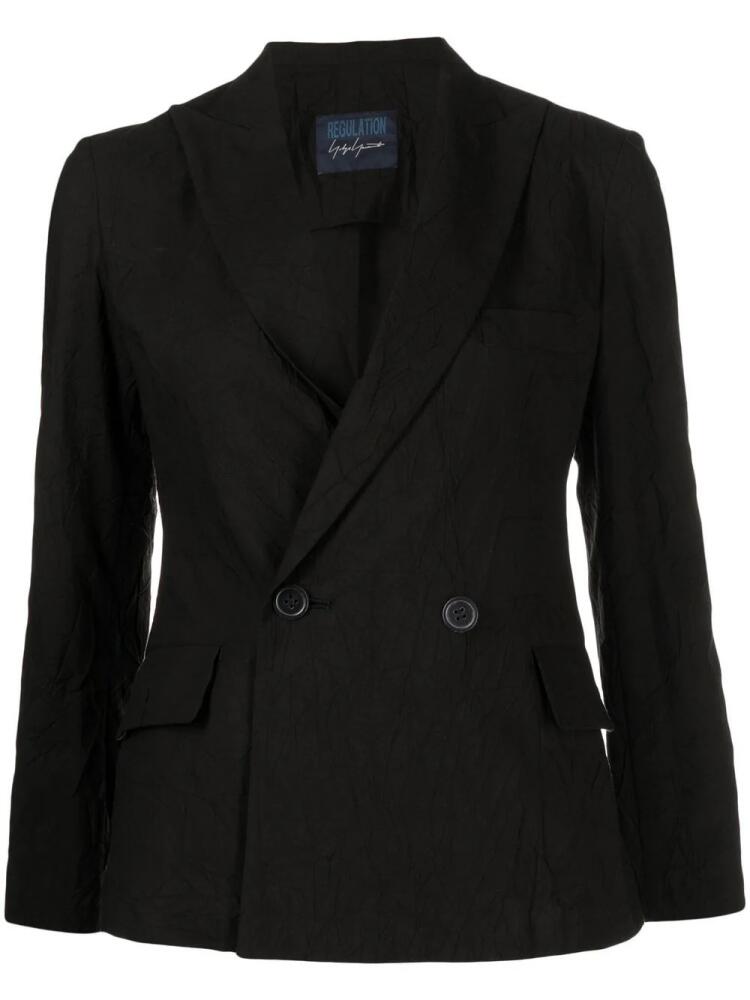 Yohji Yamamoto cotton peak-lapel jacket - Black Cover