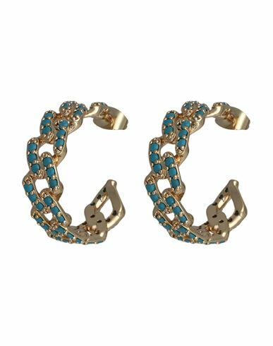 Crystal Haze Mexican Chain Hoop Woman Earrings Pastel blue Brass, 18kt Gold-plated, Cubic zirconia Cover