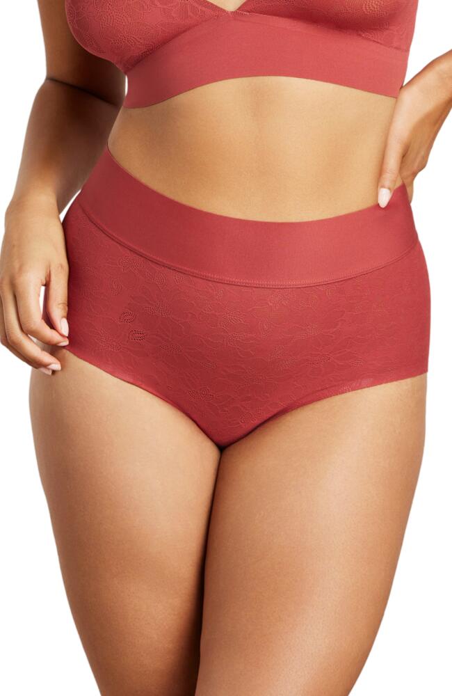 Siella Women's Soft Lace Boy Brief in Rosewood Cover