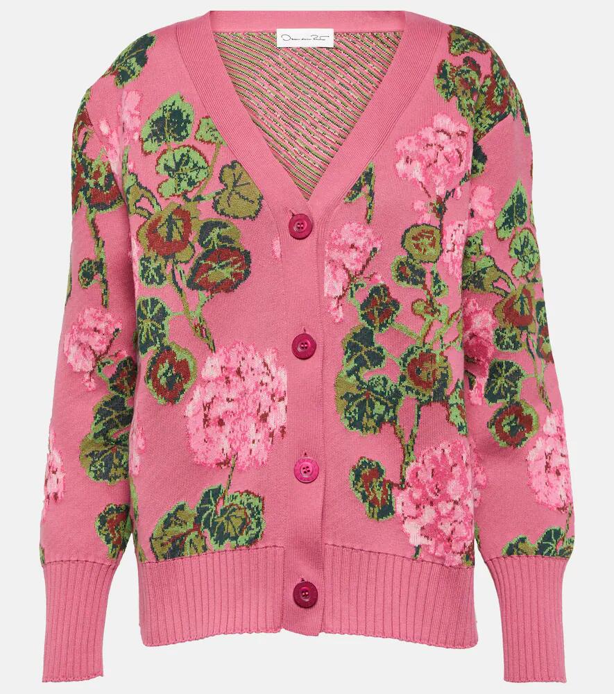 Oscar de la Renta Floral intarsia cotton cardigan Cover