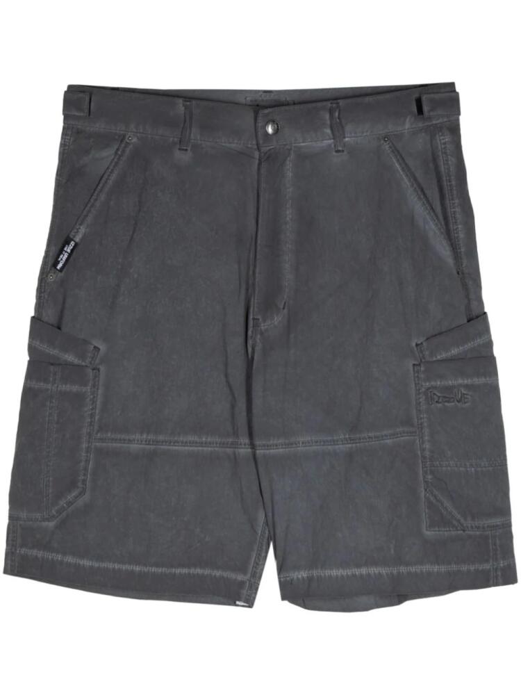 izzue logo-embroidered faded-effect shorts - Grey Cover