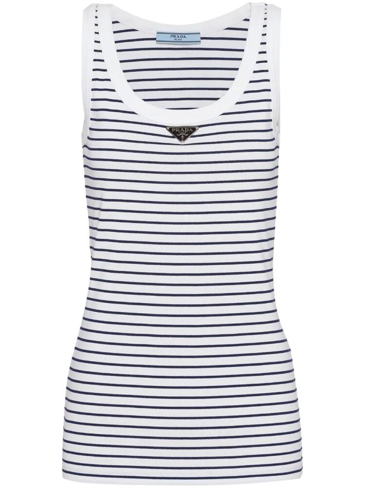 Prada ribbed-knit striped tank top - White Cover