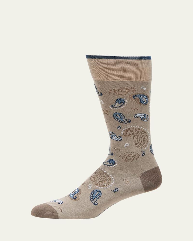 Marcoliani Men's Paisley Intarsia Mid-Calf Socks Cover