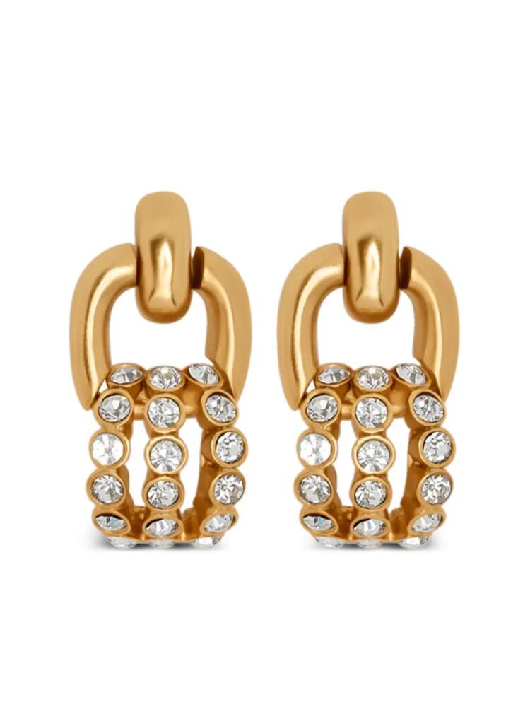 Oscar de la Renta Pave Link crystal-embellished earrings - Gold Cover