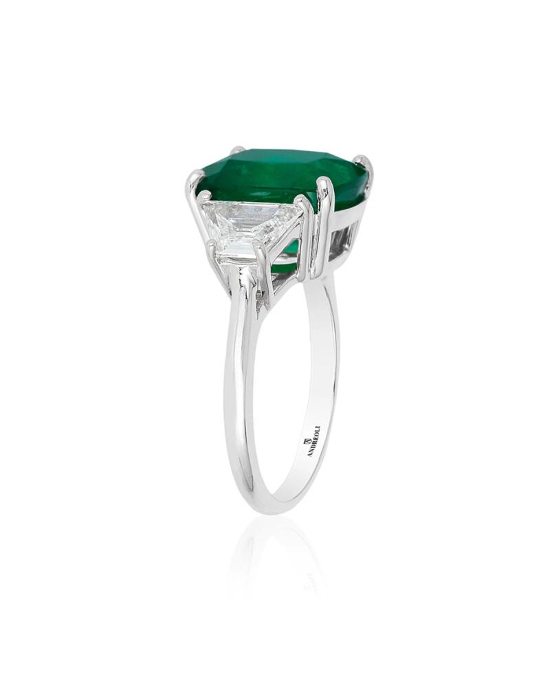 Andreoli 18K White Gold Emerald and Diamond Statement Ring, Size 6.5 Cover