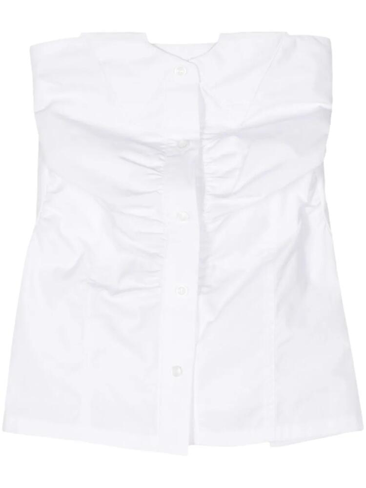 Low Classic ribbon-embellished cotton tube top - White Cover