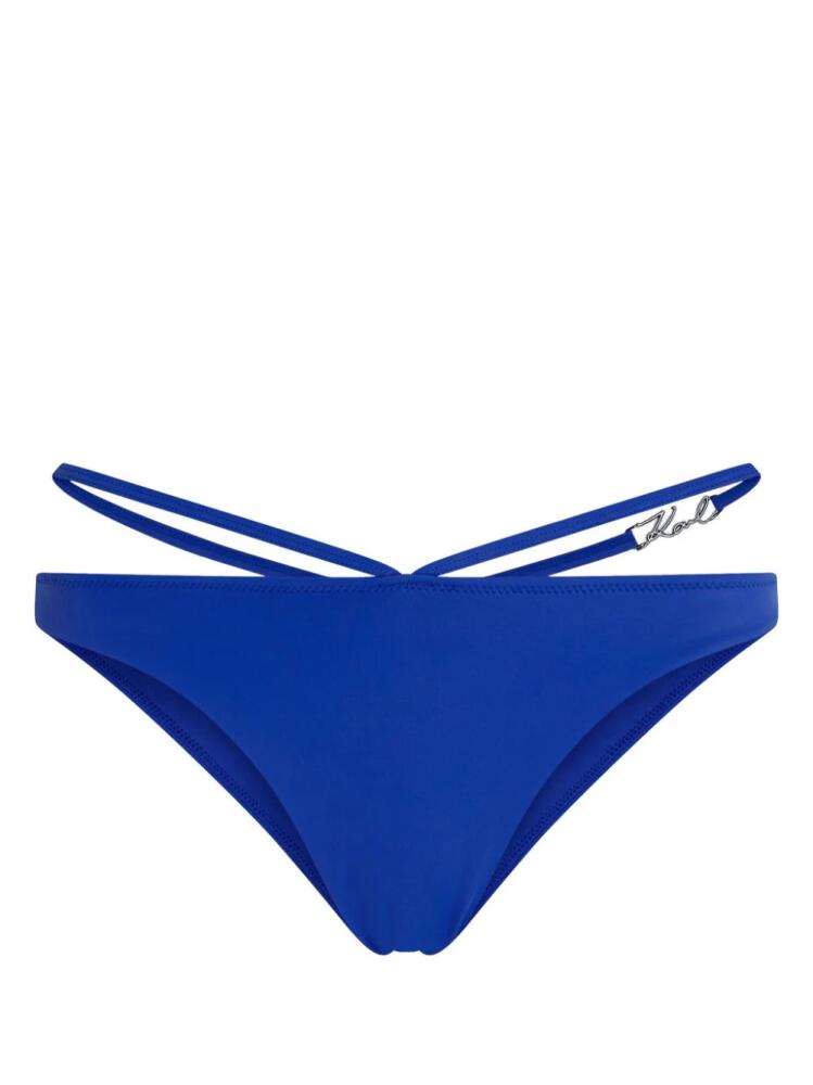 Karl Lagerfeld Signature strap-detail bikini bottoms - Blue Cover