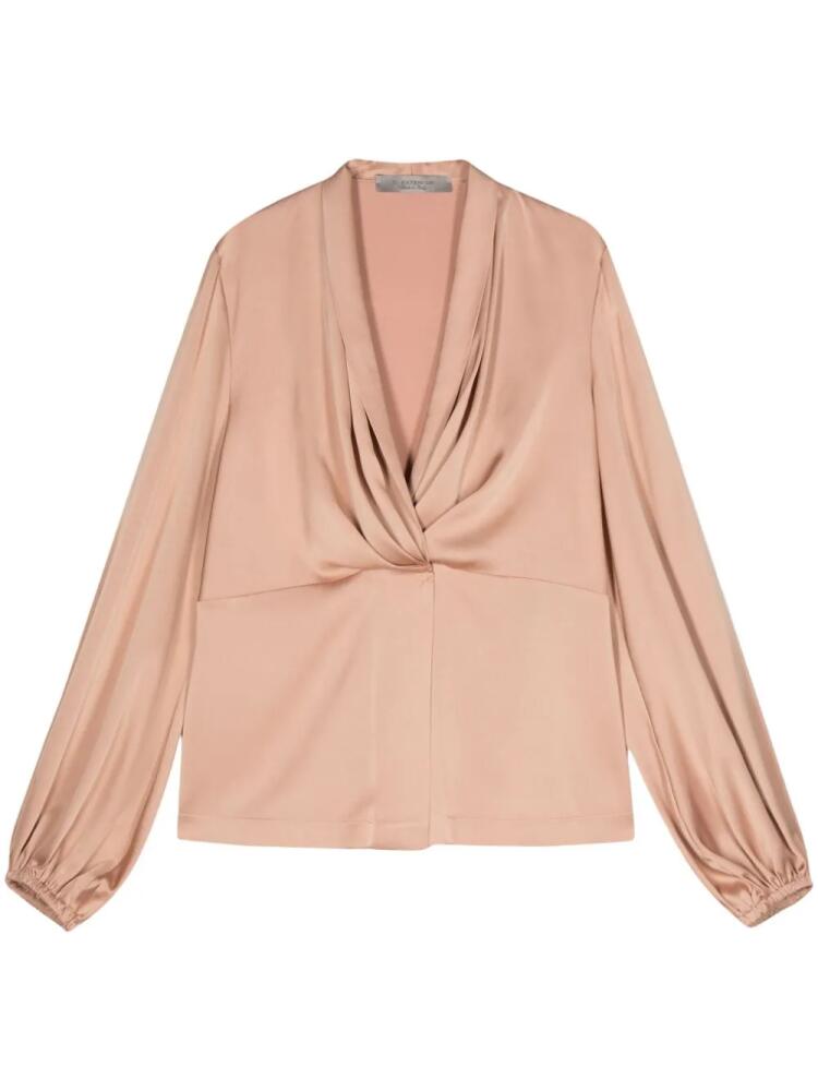 D.Exterior draped-detailed blouse - Neutrals Cover