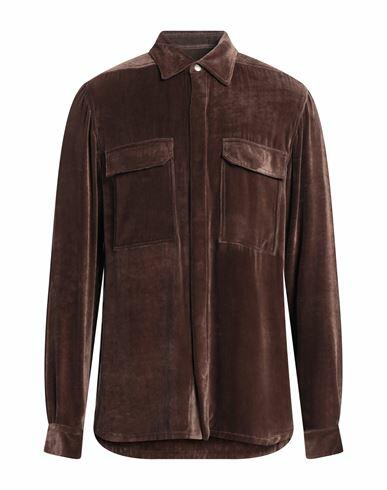 Rick Owens Man Shirt Brown Viscose, Silk Cover