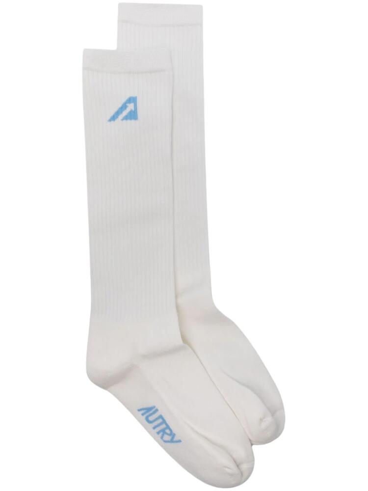 Autry logo-print ribbed socks - White Cover