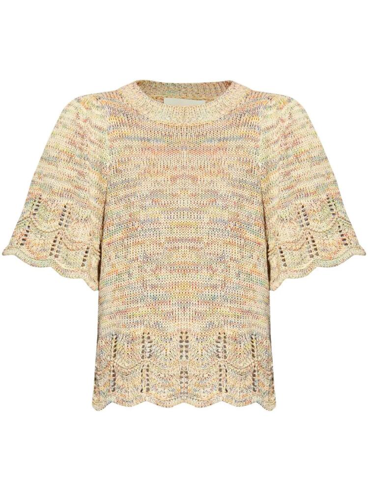 MUNTHE Ovacik short-sleeve knitted top - Neutrals Cover