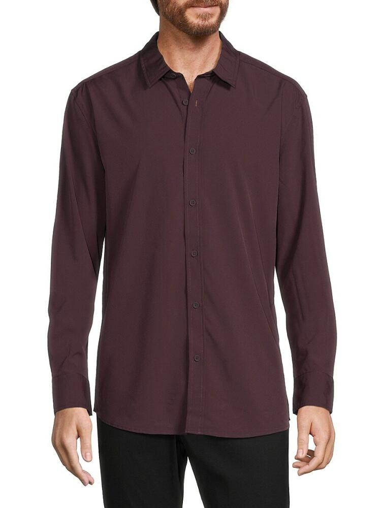 Kenneth Cole Men's Long Sleeve Button Down Shirt - Dark Purple Cover