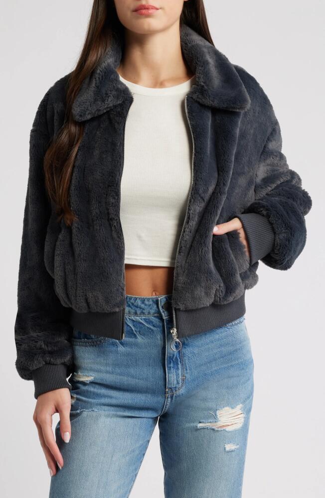 Thread & Supply Faux Fur Jacket in Charcoal Cover