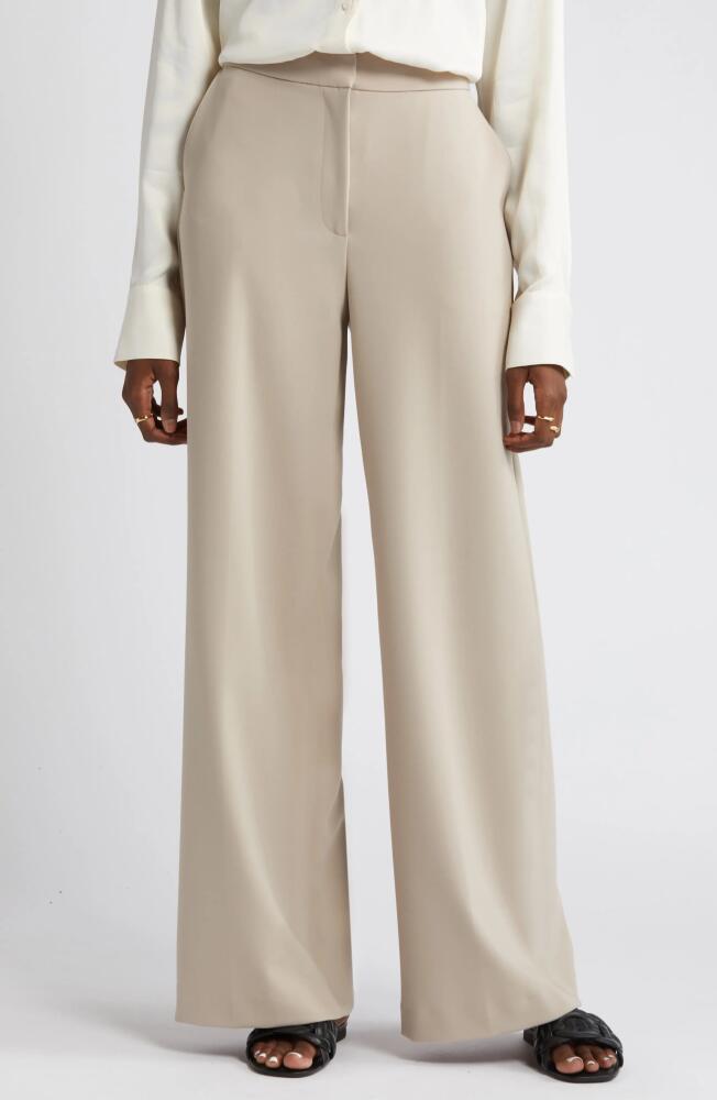 Nordstrom Flat Front Wide Leg Pants in Tan Cobblestone Cover