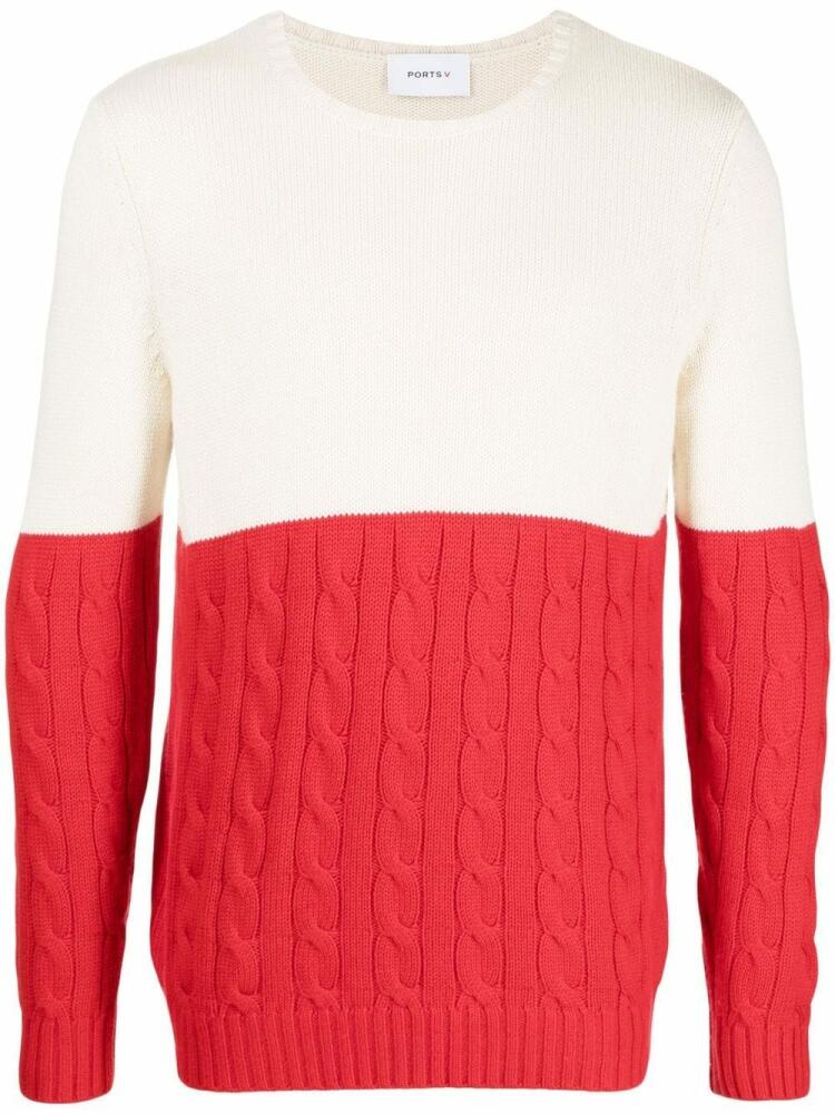 Ports V two-tone knit jumper - White Cover