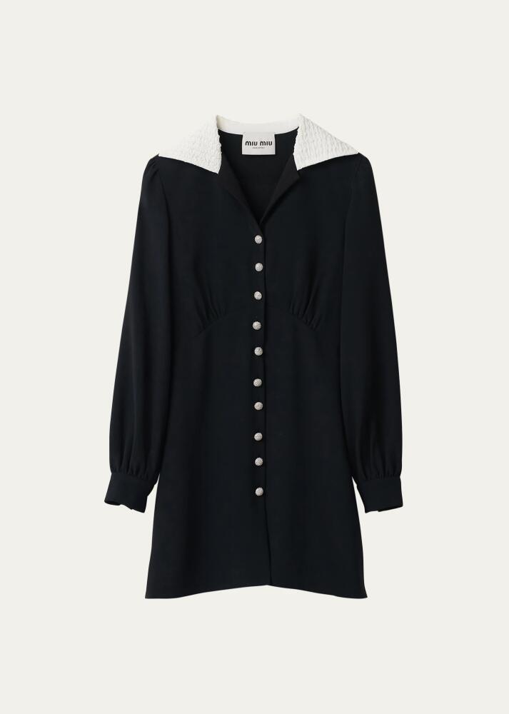 Miu Miu Sable Embossed Collar Flared Mini Dress Cover