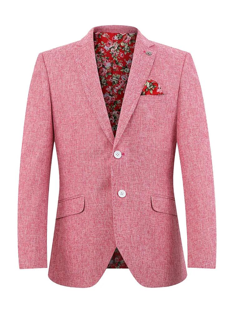 Elie Balleh Men's Slim Fit Crosshatch Sportcoat - Pink Cover