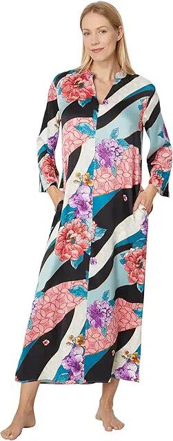 N by Natori Floral Nouveau Caftan (Teal) Women's Pajama Cover