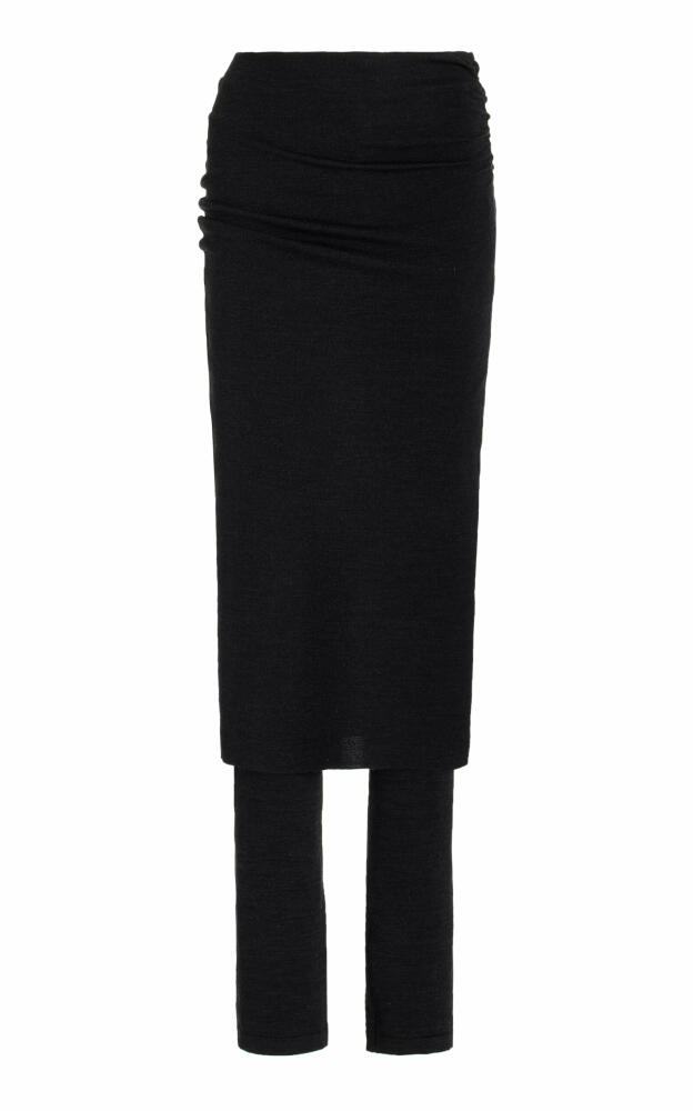 ALAA - Skirt-Paneled Merino Wool Pants - Black Cover