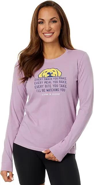 Life is Good I'll Be Watching You Long Sleeve Crusher Tee (Violet Purple) Women's Clothing Cover