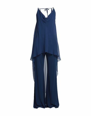 Alberta Ferretti Woman Jumpsuit Navy blue Viscose, Silk Cover