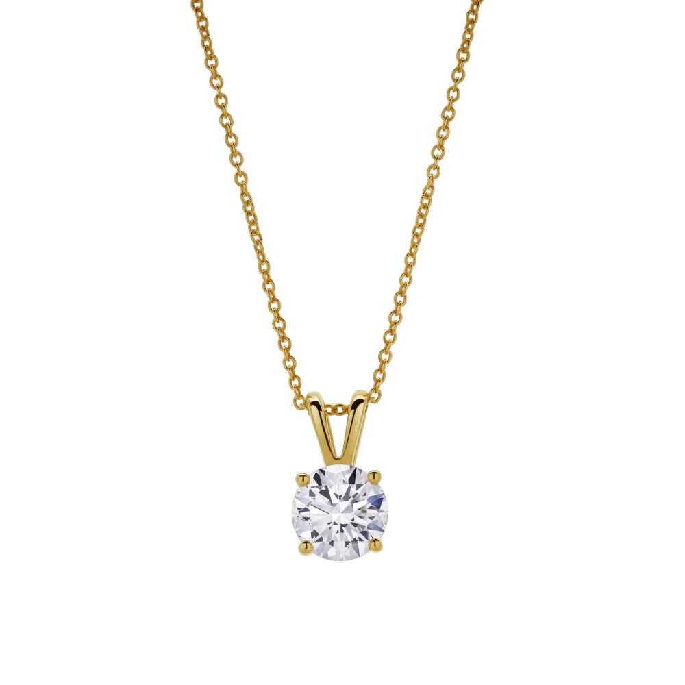 LuvMyJewelry Lucent 14K Gold Round Lab Grown Diamond Pendant - 1.09 Ct in 14K Yellow Gold Cover