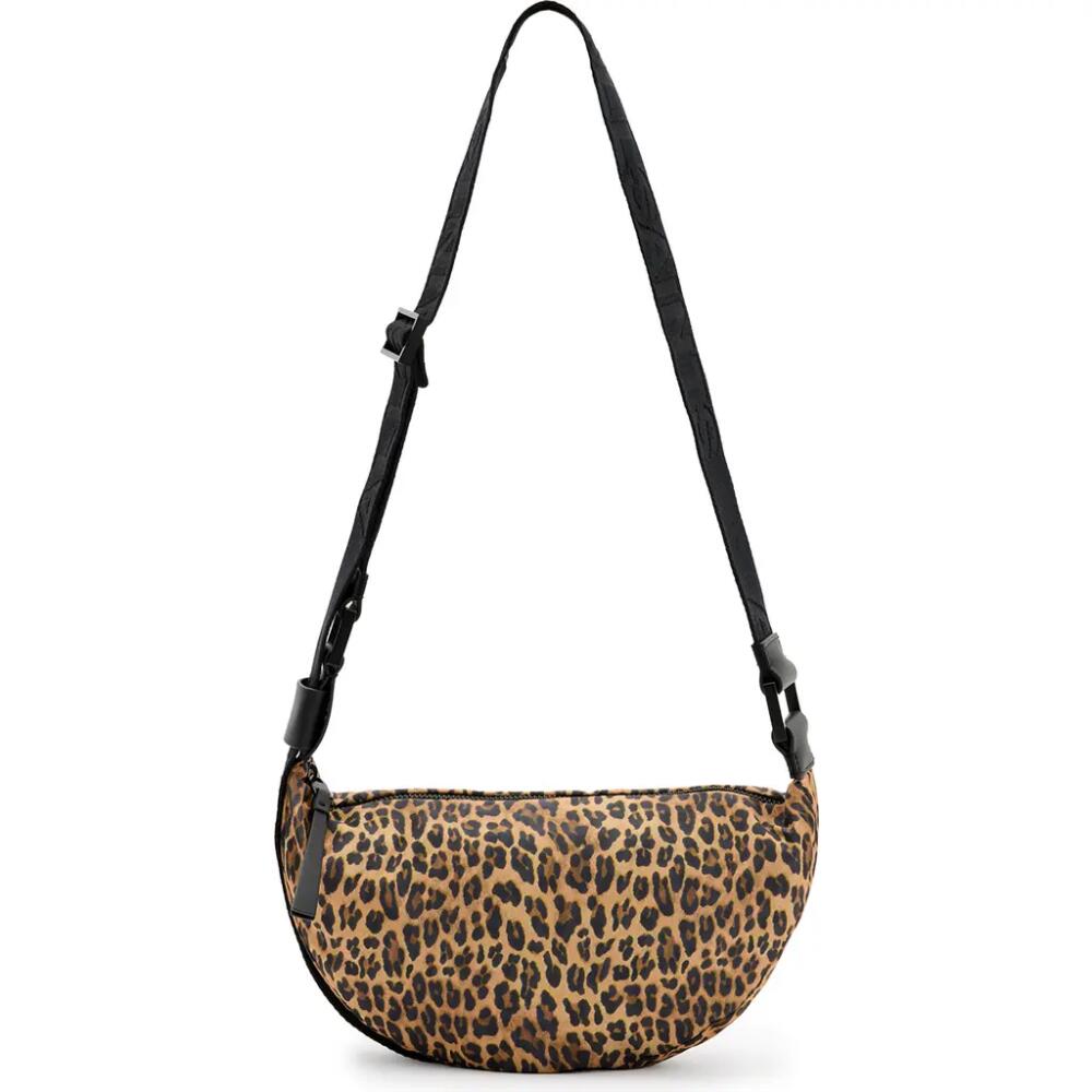 AllSaints Half Moon Nylon Crossbody Bag in Carcle Leopard Cover