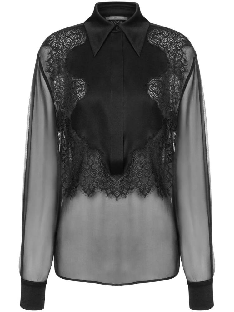 Alberta Ferretti lace-panelled sheer blouse - Black Cover