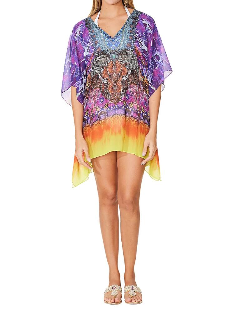 Ranee's Women's Mix Print Caftan Coverup - Purple Cover