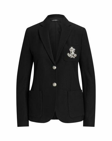 Lauren Ralph Lauren Patch Jacquard Blazer Woman Blazer Black Cotton, Elastane Cover