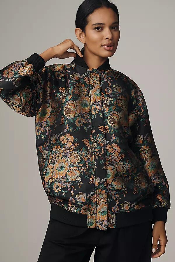 By Anthropologie Oversized Jacquard Bomber Jacket Cover