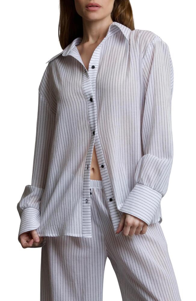 Andine Essen Ravello Stripe Button-Up Pajama Top in White Cover