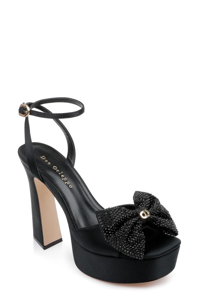 Dee Ocleppo Maui Ankle Strap Platform Sandal in Black Satin Cover