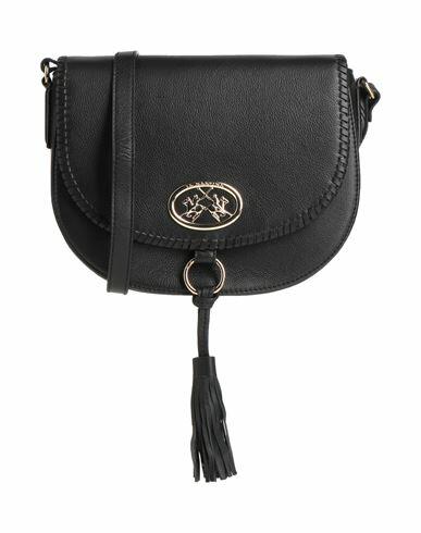 La Martina Woman Cross-body bag Black Calfskin Cover