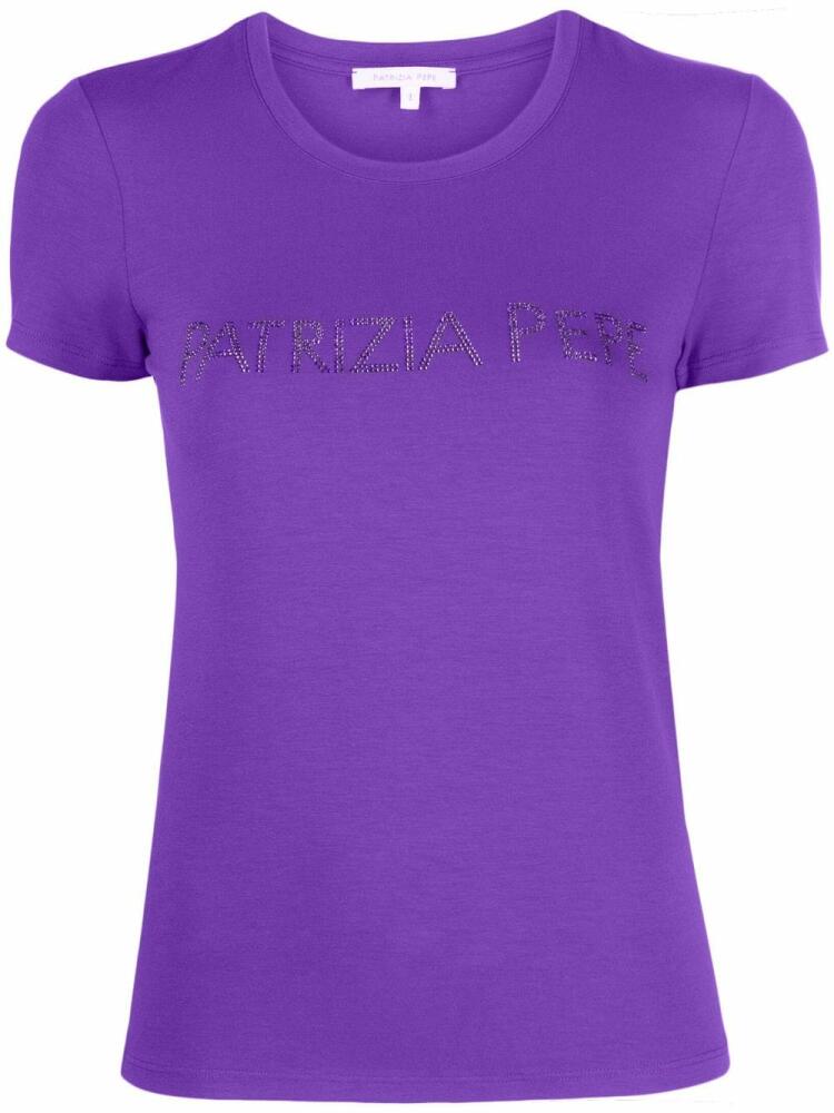 Patrizia Pepe rhinestone-logo T-shirt - Purple Cover