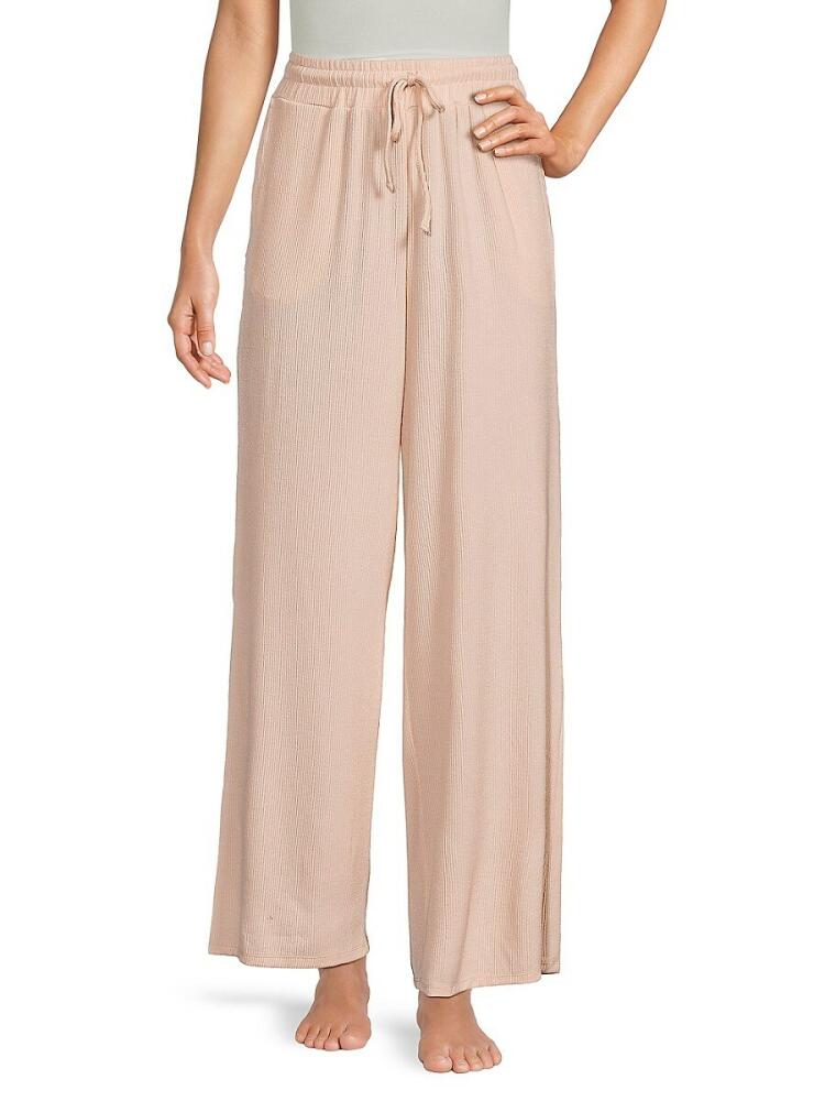 Rachel Parcell Women's Ribbed Wide Leg Pants - Peach Blush Cover