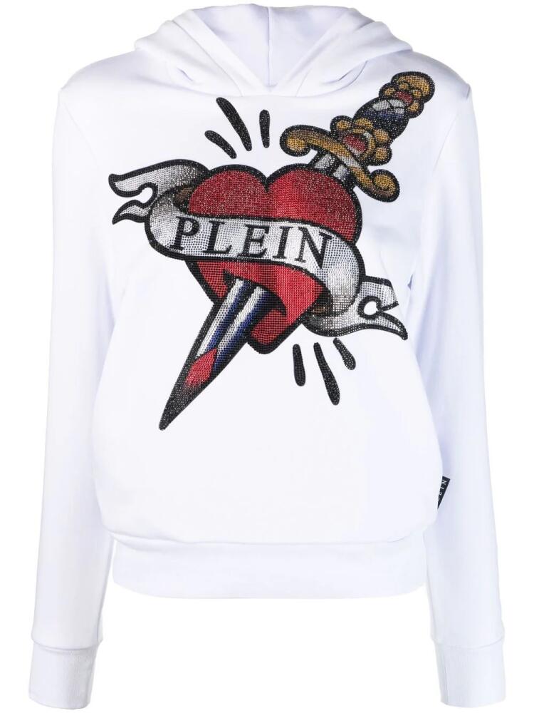 Philipp Plein graphic-print cropped hoodie - White Cover