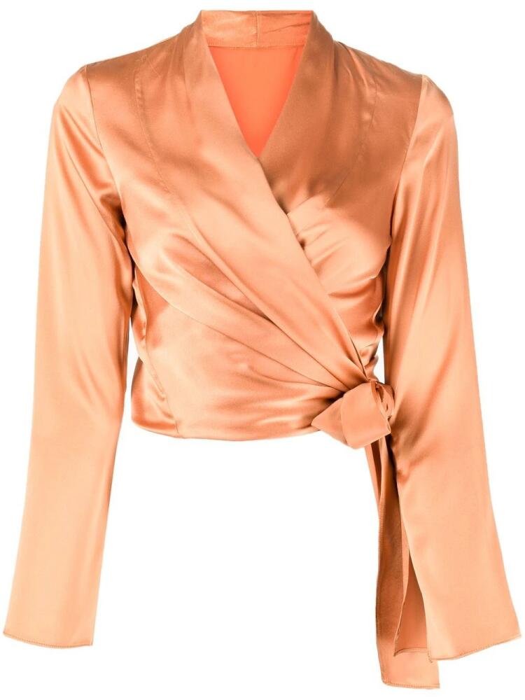 VOZ long-sleeve wrap-tie blouse - Brown Cover