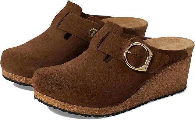 Birkenstock Papillio by Birkenstock Fanny Wedge Clog - Suede (Dark Tea) Women's Shoes Cover