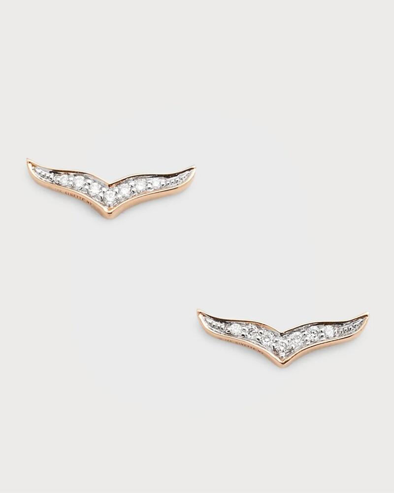 GINETTE NY 18K Rose Gold Diamond Wise Stud Earrings Cover