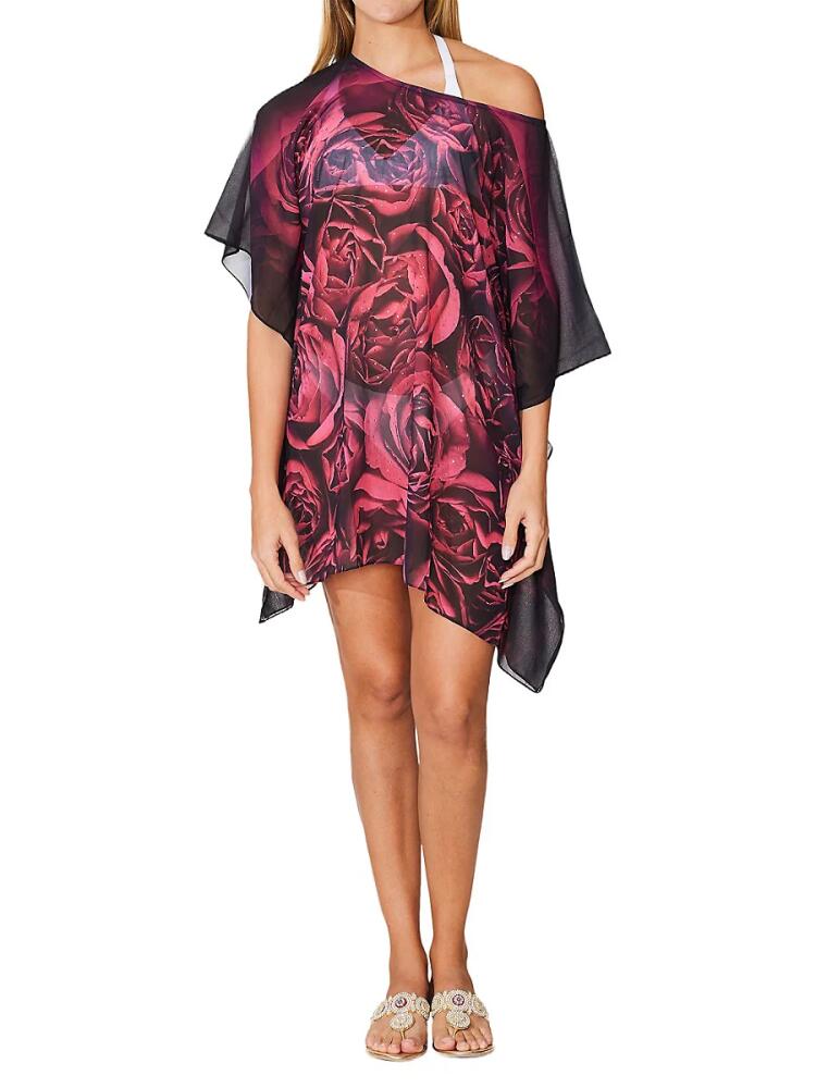 Ranee's Women's Rose Print Cover Up Caftan - Pink Cover