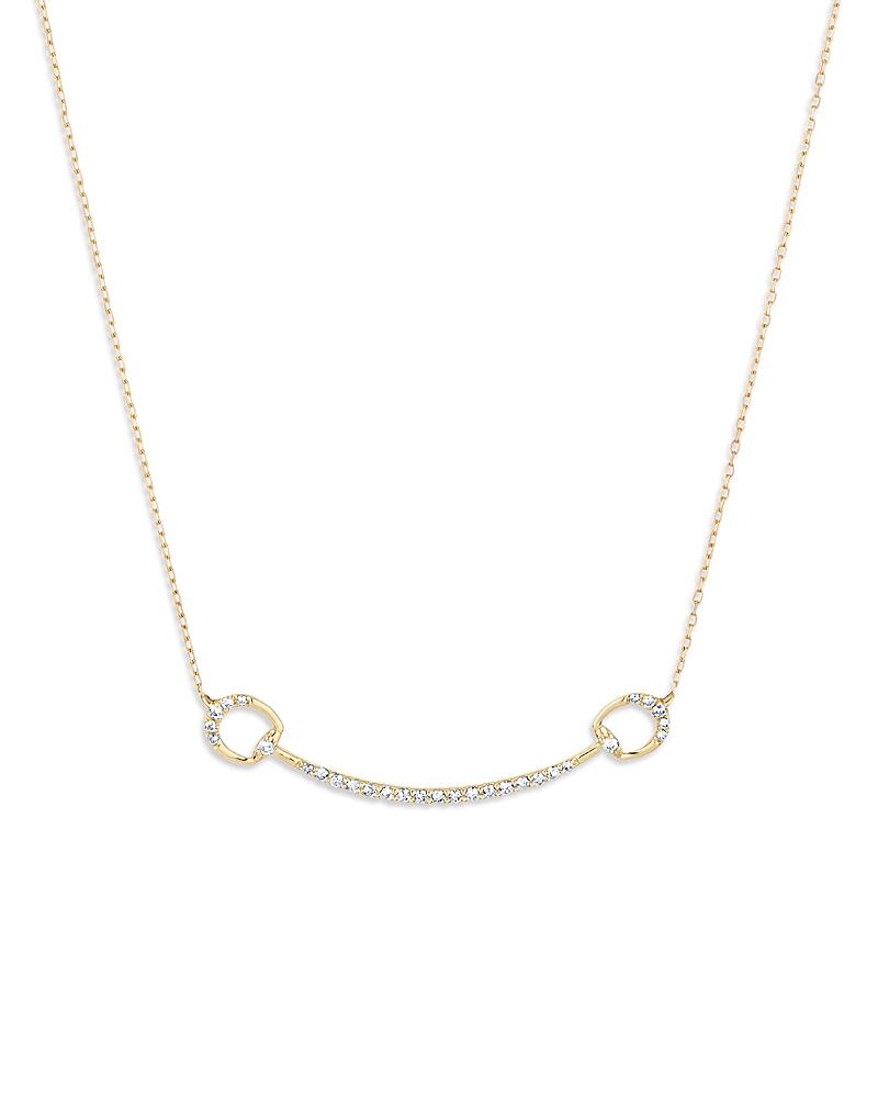 Adina Reyter 14K Yellow Gold Diamond Horsebit Curved Bar Necklace, 15-16 Cover