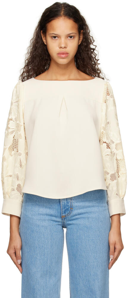 See by Chloé Off-White Embroidered Blouse Cover