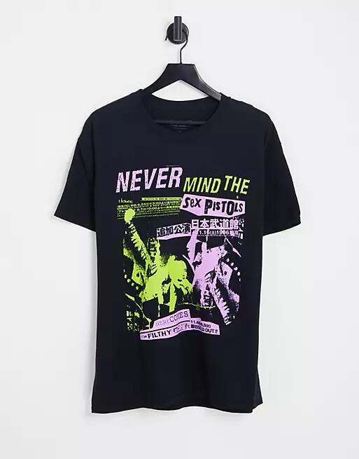 New Look oversized t-shirt with sex pistols print in black Cover