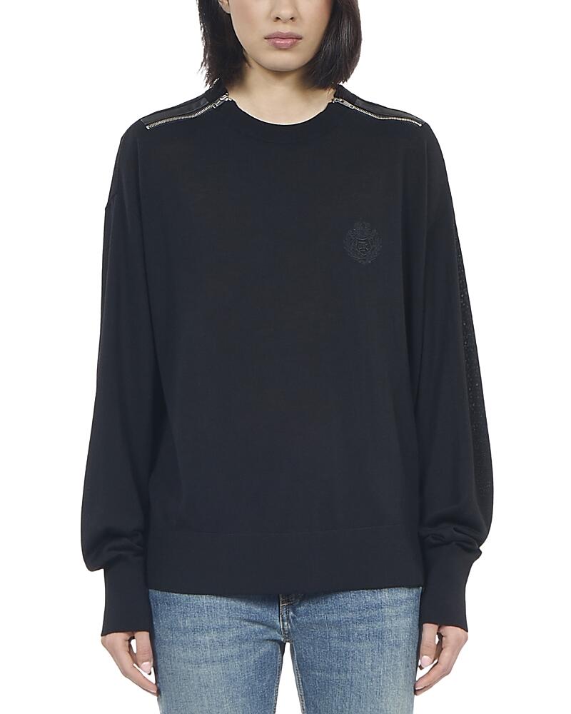 The Kooples Wool Leather Trim Sweater Cover